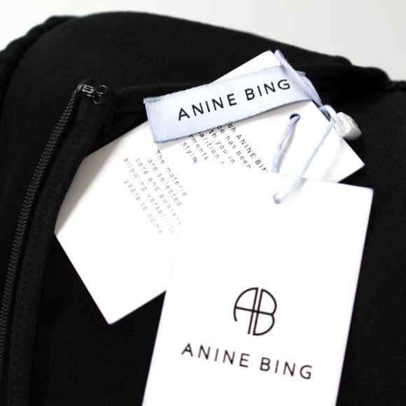 Anine Bing Alaia Black Ruched Dress Draping Long Sleeve Mini X-Small XS NEW - Picture 8 of 9